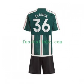 Fußballtrikots Manchester United Anthony Elanga 36 Kinder Auswärts Trikotsatz 2023-2024